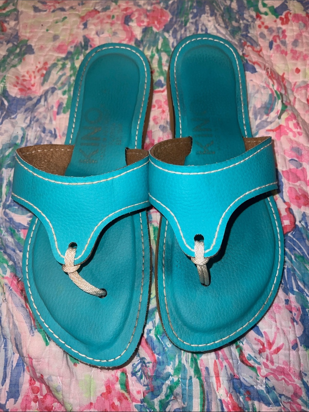 Kino’s Turquoise Leather Slide Sandals from Key West